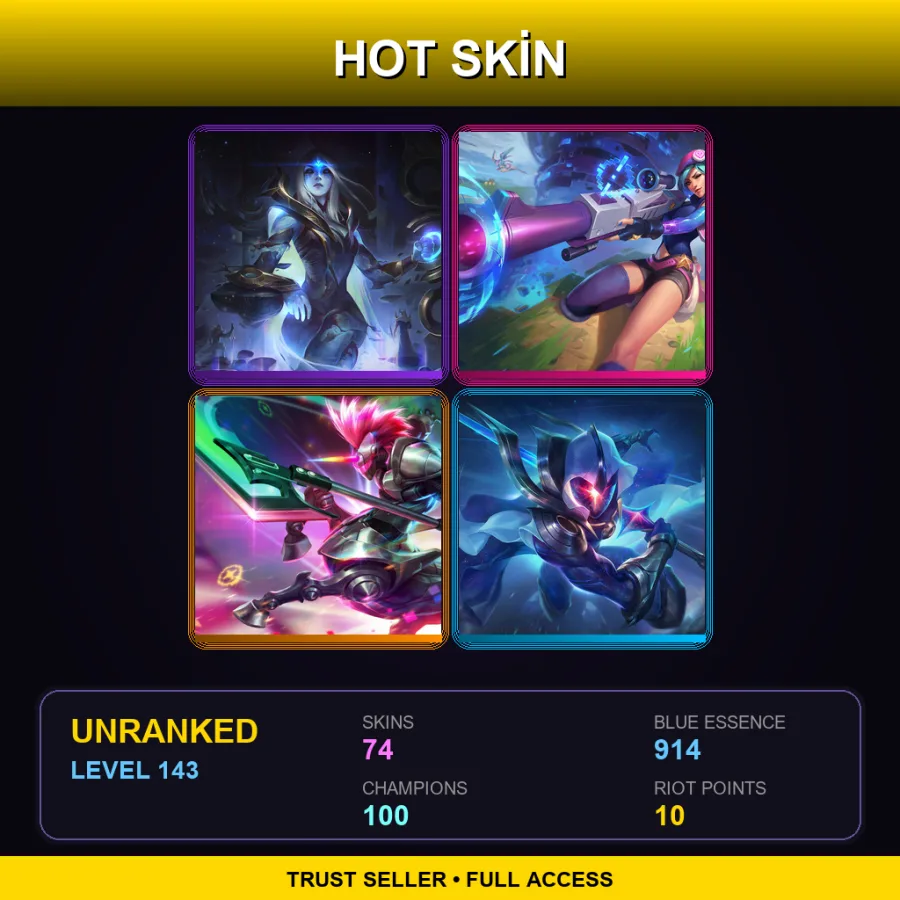 EUNE | Lv143 | Unranked | 74 Skin | 100 Champ