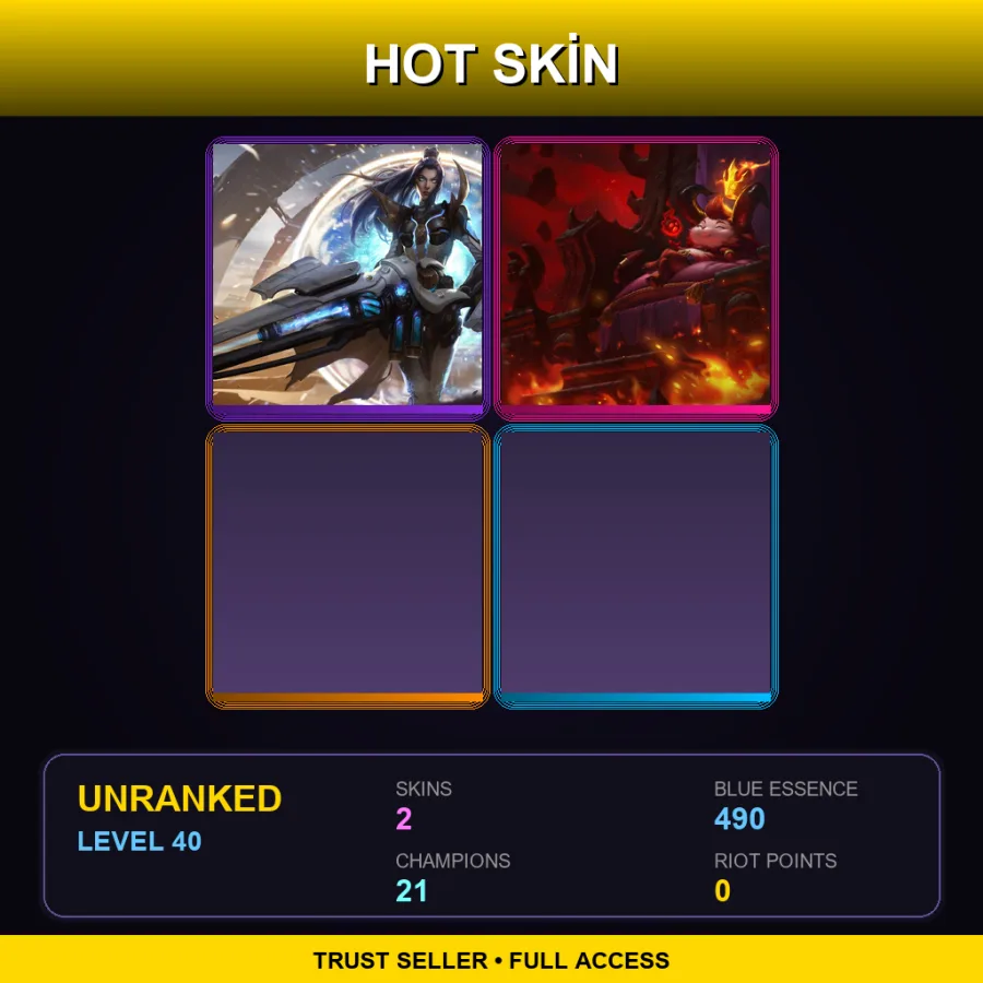 LAS | Lv40 | Unranked | 2 Skin | 21 Champ — LoL account