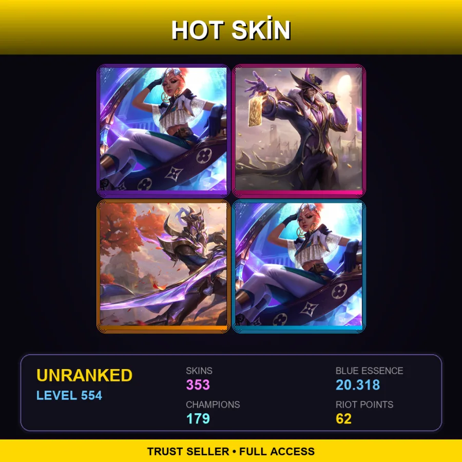 SG | Lv554 | Unranked | 353 Skin | 179 Champ