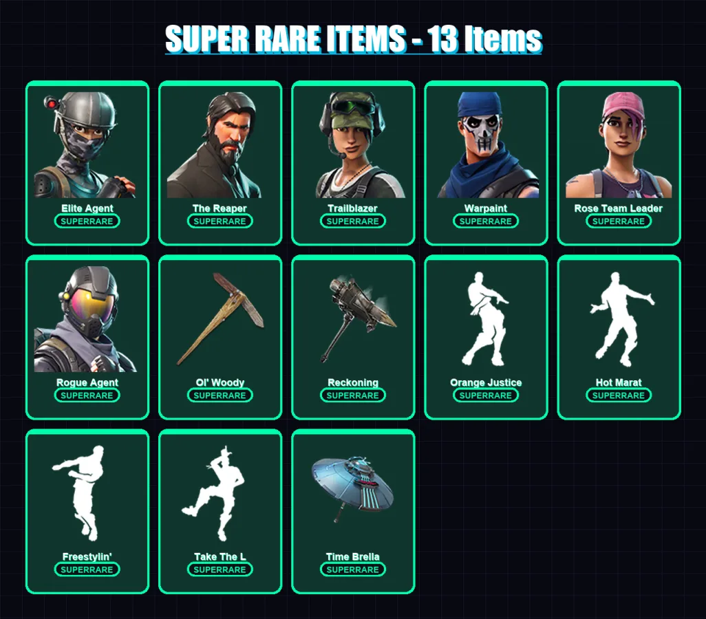 [PC/PSN] | Elite Agent | The Reaper | Trailblazer | Warpaint | Rose Team Leader | 142 skin | 128 pickaxe | 142 emote | 129 glider | Lv2118