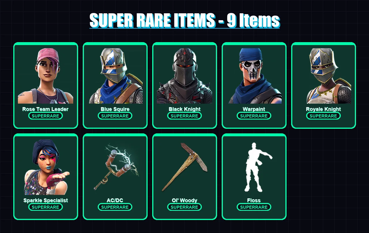 [PS4/PS5/XBOX/PC] | Rose Team Leader | Blue Squire | Black Knight | Warpaint | Royale Knight | 30 skin | 50 pickaxe | 35 emote | 35 glider | Lv351