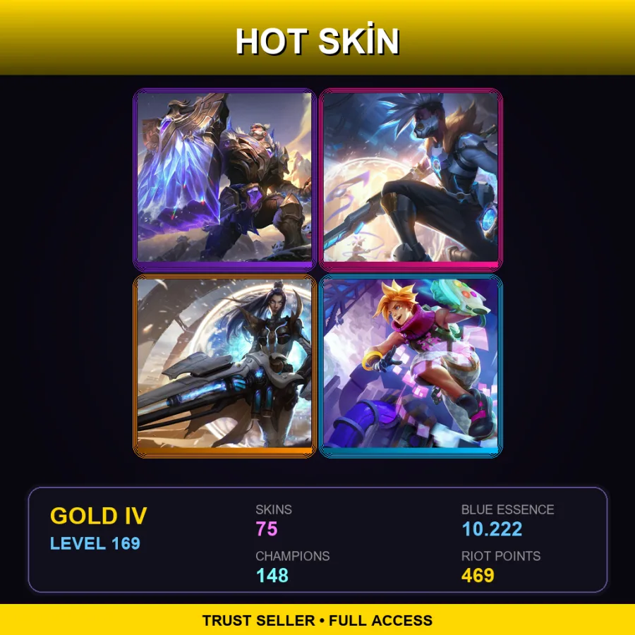 EUW | Lv169 | Gold IV | 75 Skin | 148 Champ