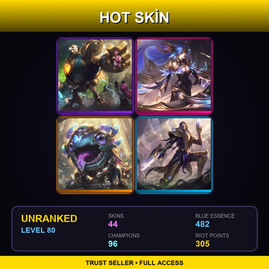 EUNE | Lv80 | Unranked | 44 Skin | 96 Champ