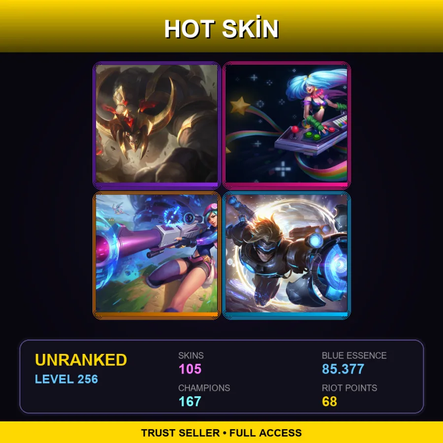 LAS | Lv256 | Unranked | 105 Skin | 167 Champ — LoL account