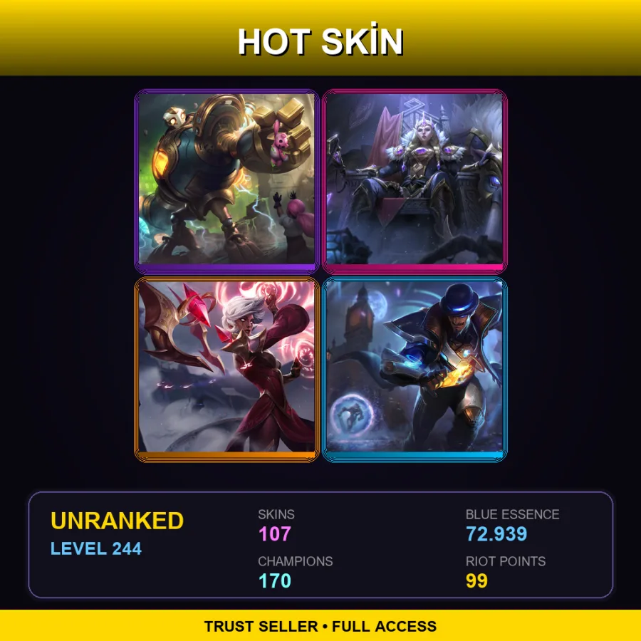 VN | Lv244 | Unranked | 107 Skin | 170 Champ — Skt T1 Azir
