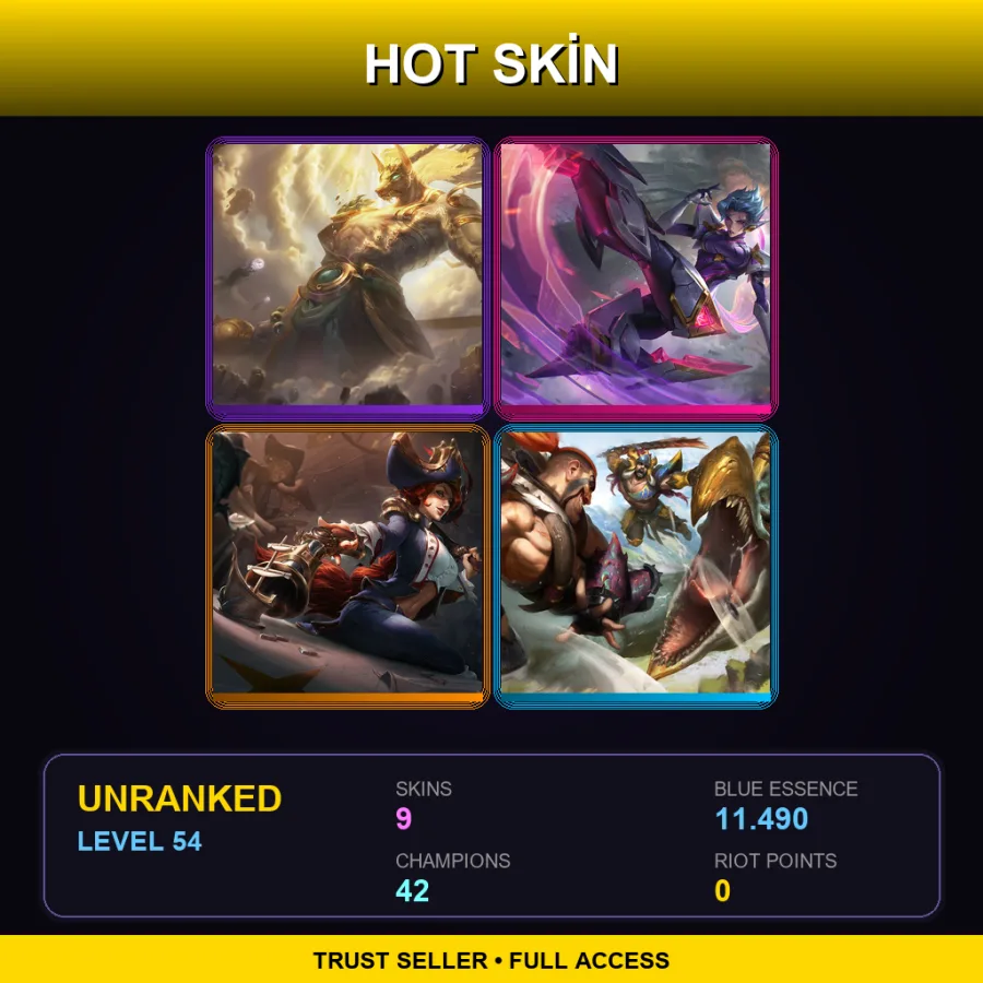 EUNE | Lv54 | Unranked | 9 Skin | 42 Champ — Strike Commander Camille