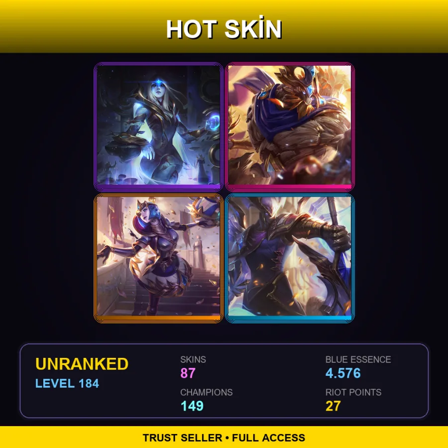 NA | Lv184 | Unranked | 87 Skin | 149 Champ — LoL account