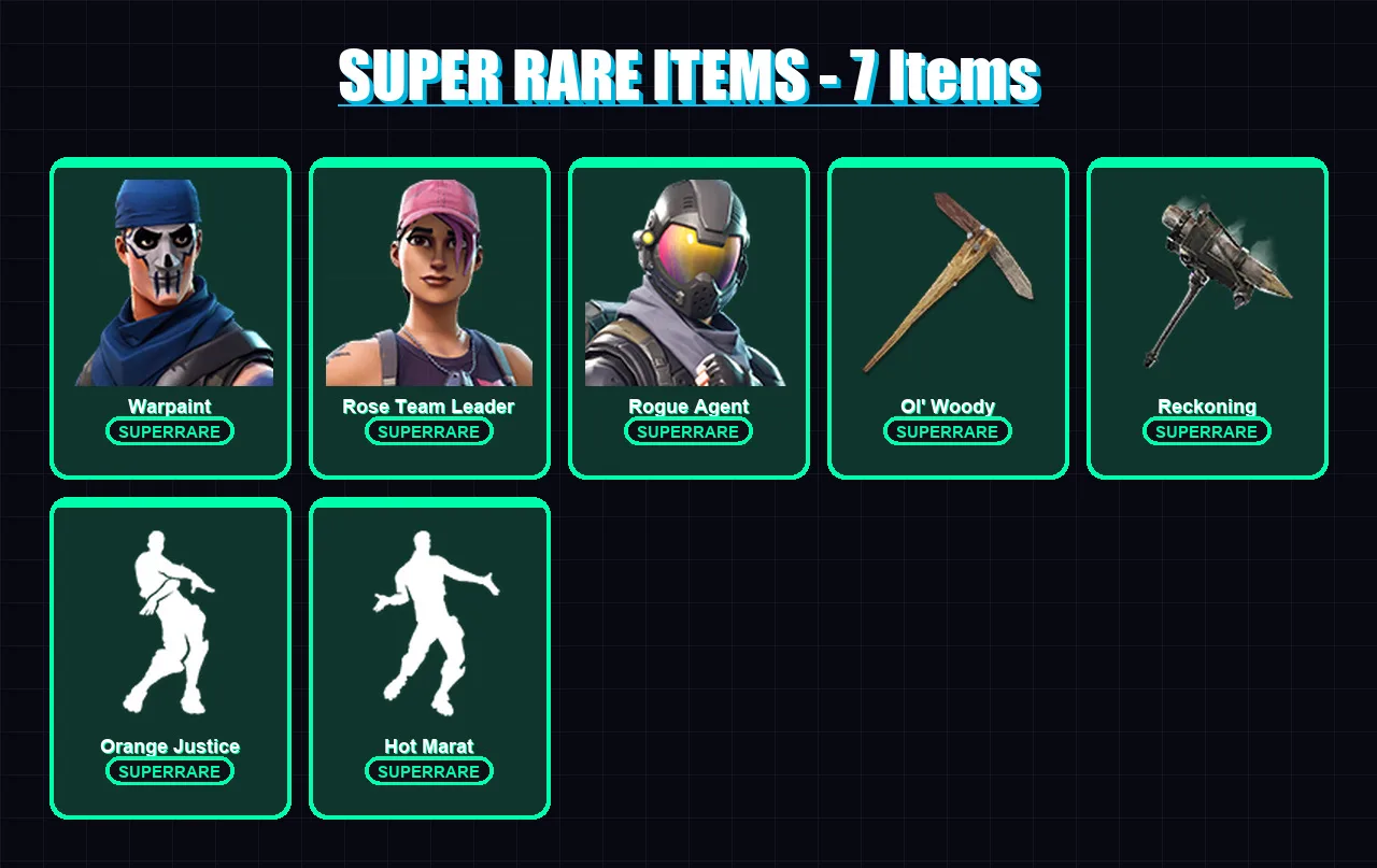 [PC/PSN] | Warpaint | Rose Team Leader | Rogue Agent | Dire | Valor | 35 skin | 25 pickaxe | 40 emote | 32 glider | Lv412