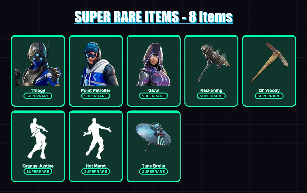 [PC/XBOX] | Trilogy | Point Patroller | Glow | Dire | Deadpool | 96 skin | 78 pickaxe | 84 emote | 85 glider | Lv1057