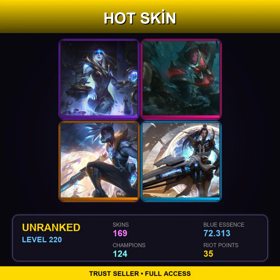 EUW | Lv220 | Unranked | 169 Skin | 124 Champ