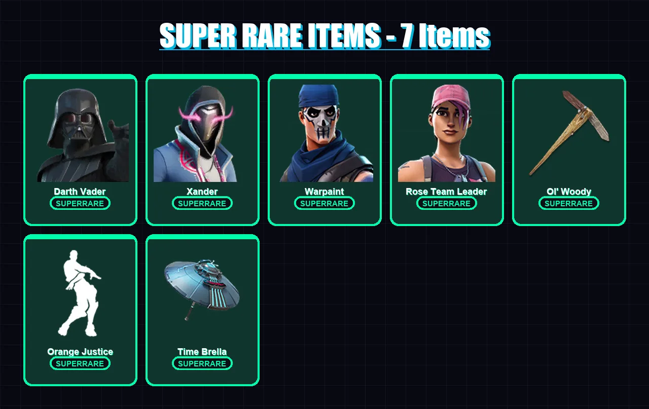 [PC/XBOX/PSN] | Darth Vader | Xander | Warpaint | Rose Team Leader | Twyn | 60 skin | 68 pickaxe | 56 emote | 57 glider | Lv697