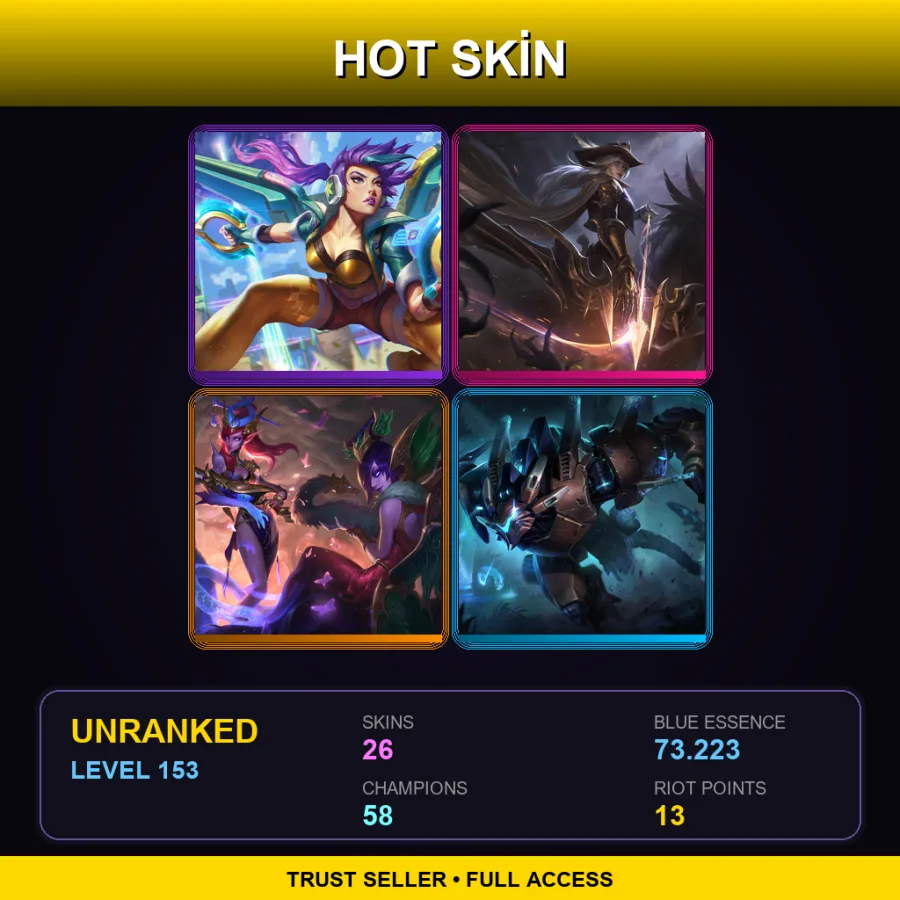 EUNE | Lv153 | Unranked | 26 Skin | 58 Champ