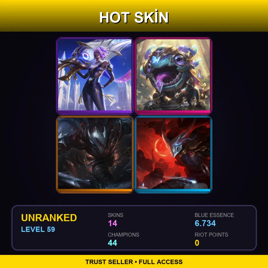 RU | Lv59 | Unranked | 14 Skin | 44 Champ