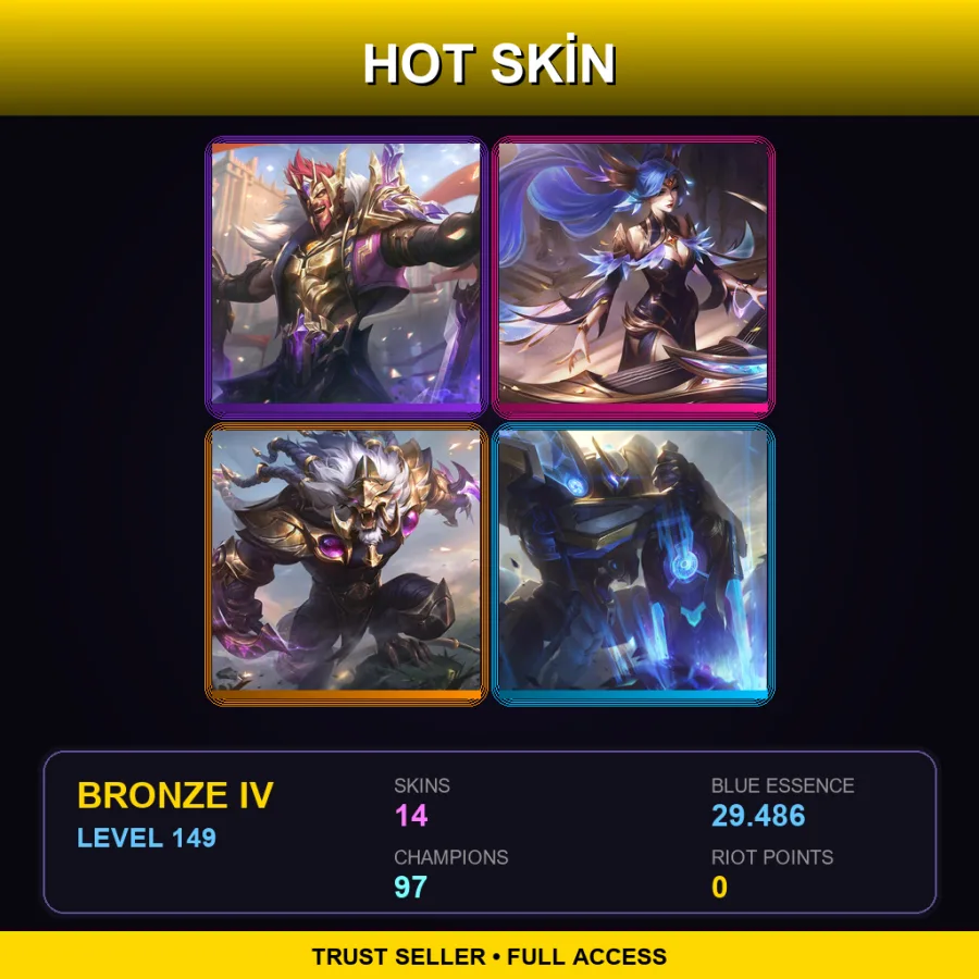 EUW | Victorious Draven | Victorious Sona | Victorious Rengar | Mecha Kingdoms Garen | 14 Skin | 97 Champ | Bronze IV | Lv149