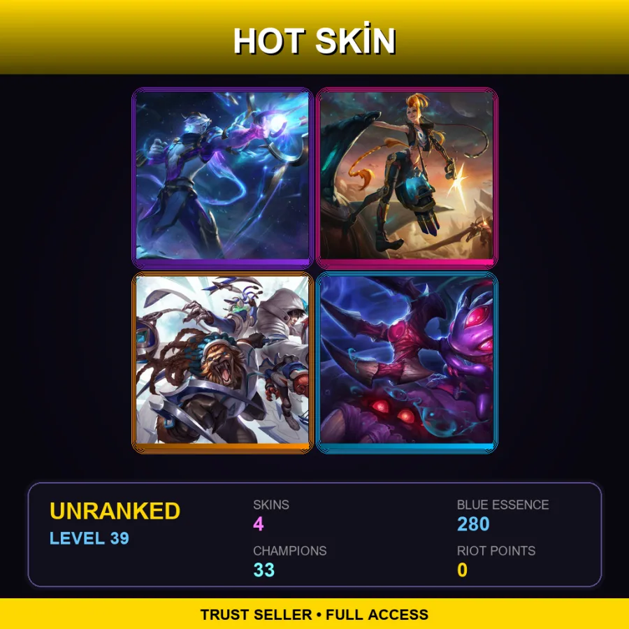 EUNE | Lv39 | Unranked | 4 Skin | 33 Champ — LoL account