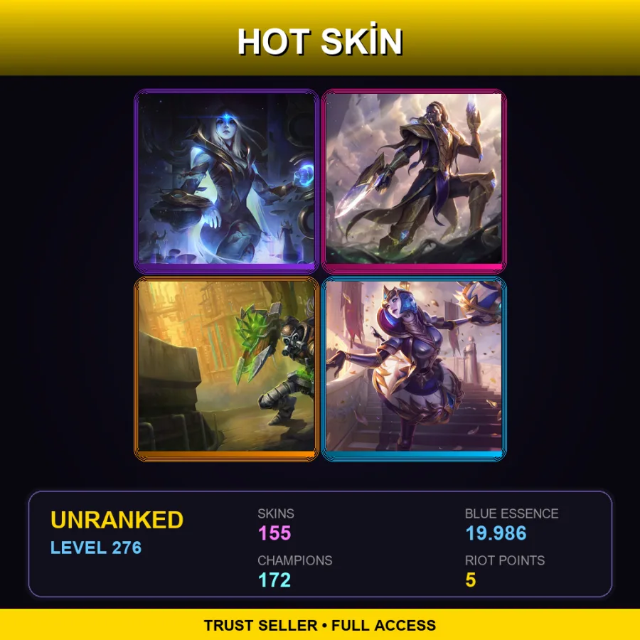 VN | Lv276 | Unranked | 155 Skin | 172 Champ