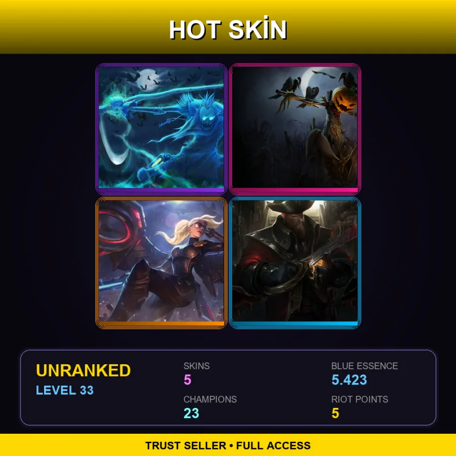 EUW | Lv33 | Unranked | 5 Skin | 23 Champ