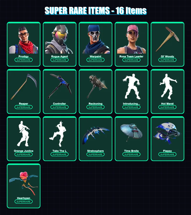 [PC/XBOX] | Prodigy | Rogue Agent | Warpaint | Rose Team Leader | Valor | 63 skin | 104 pickaxe | 79 emote | 102 glider | Lv1502