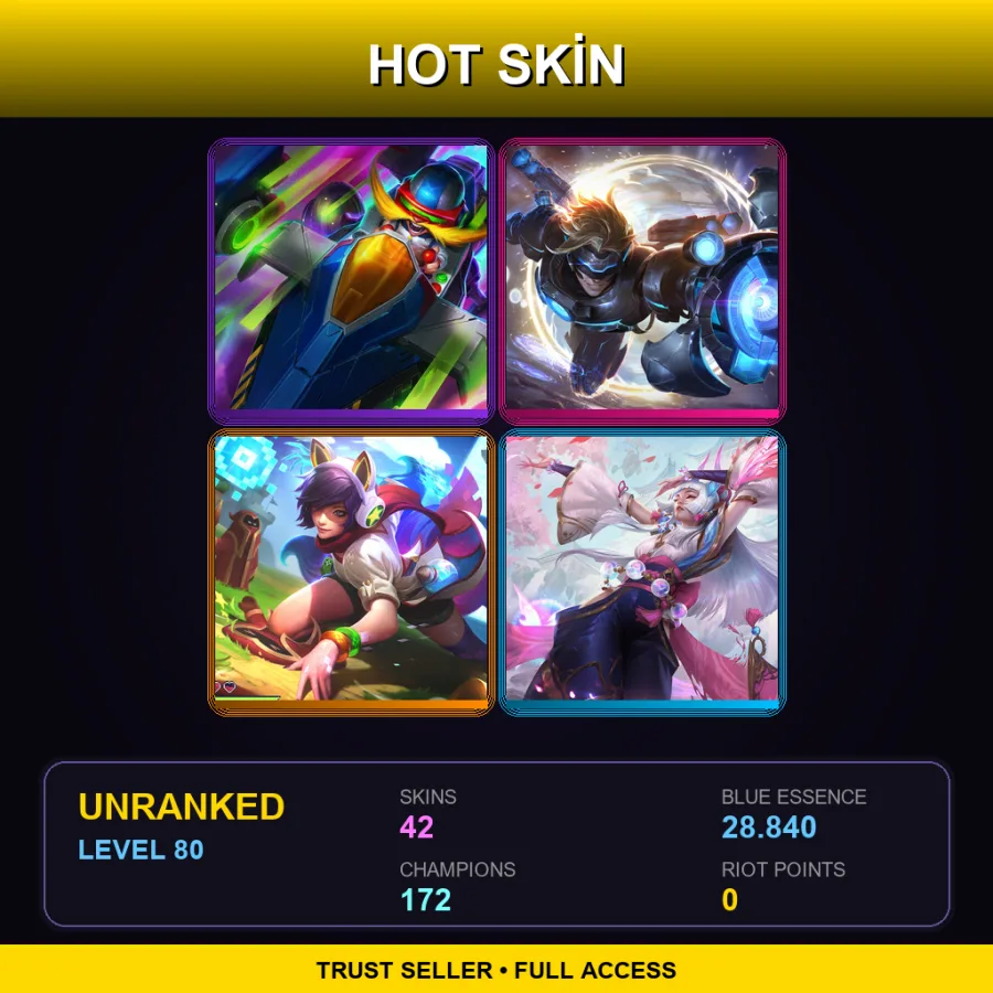 VN | Lv80 | Unranked | 42 Skin | 172 Champ