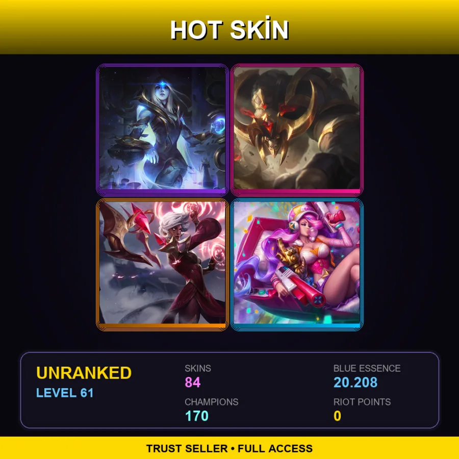 VN | Lv61 | Unranked | 84 Skin | 170 Champ — LoL account