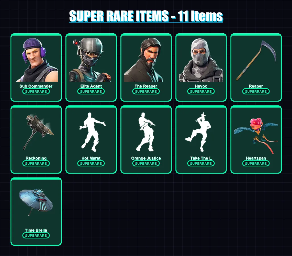 [PC/XBOX/PSN] | Sub Commander | Elite Agent | The Reaper | Havoc | Love Ranger | 42 skin | 28 pickaxe | 41 emote | 31 glider | Lv434