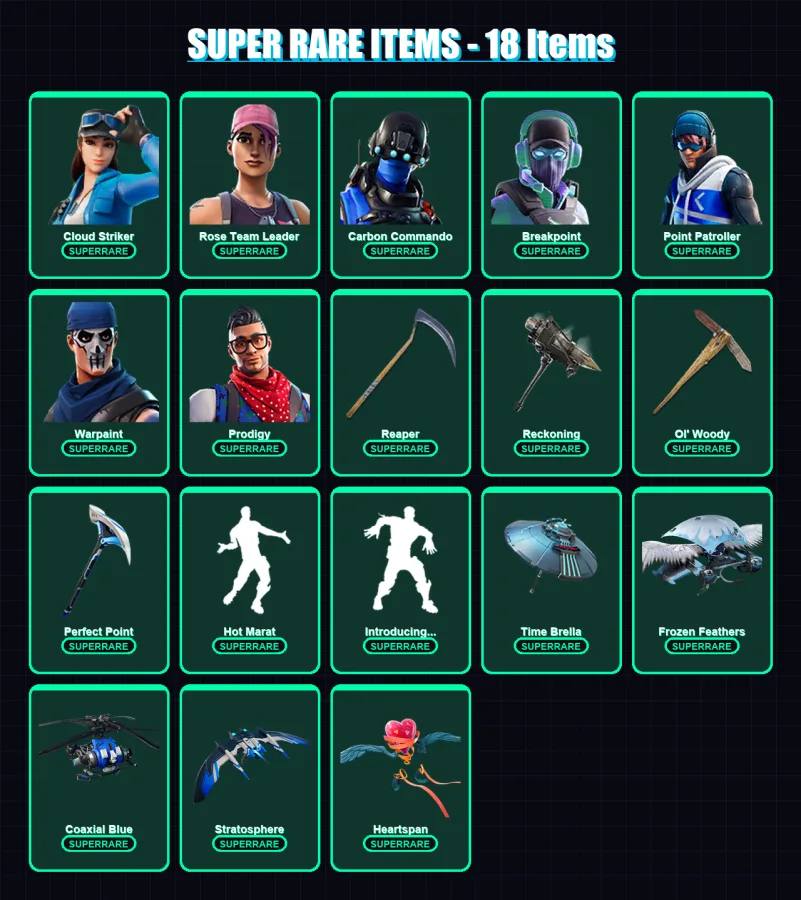 [PS4/PS5/XBOX/PC] | Cloud Striker | Rose Team Leader | Carbon Commando | 187 skin | Lv3679