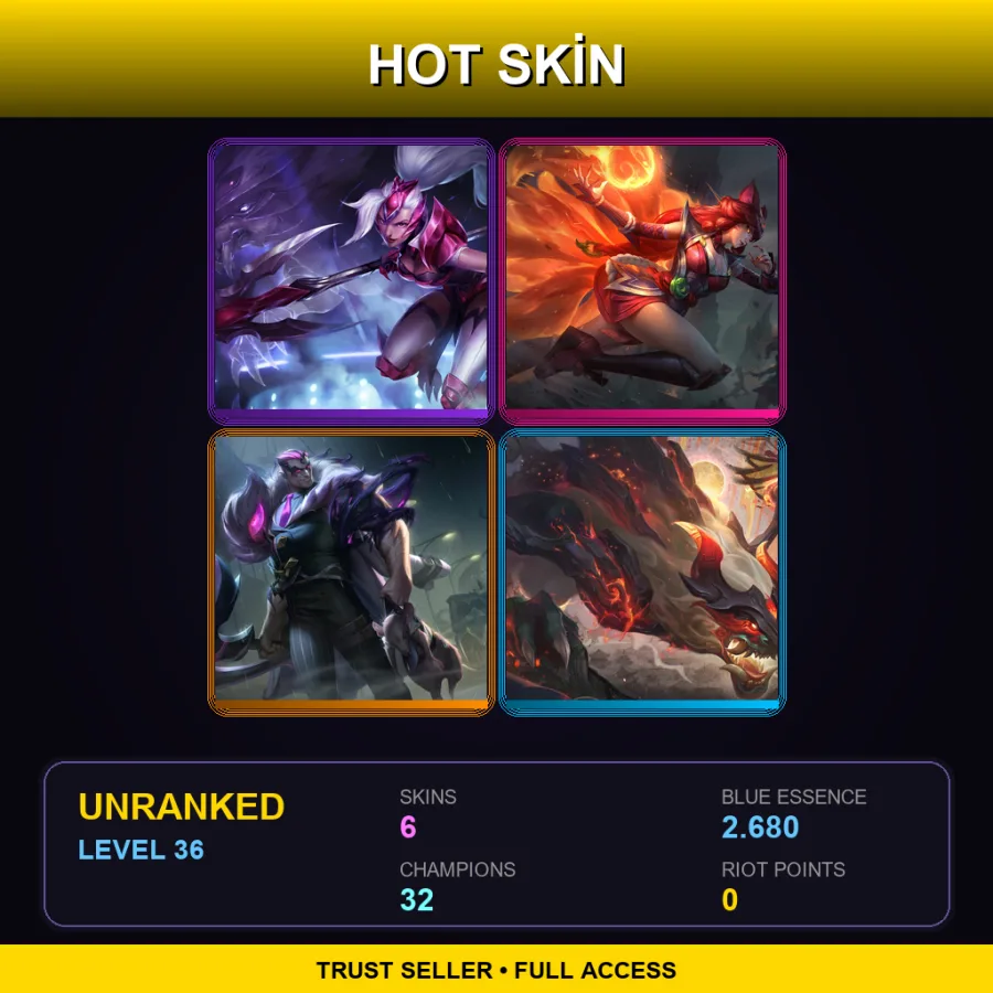 EUNE | Lv36 | Unranked | 6 Skin | 32 Champ — LoL account