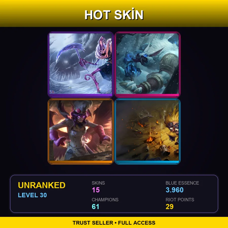 EUNE | Lv30 | Unranked | 15 Skin | 61 Champ — LoL account