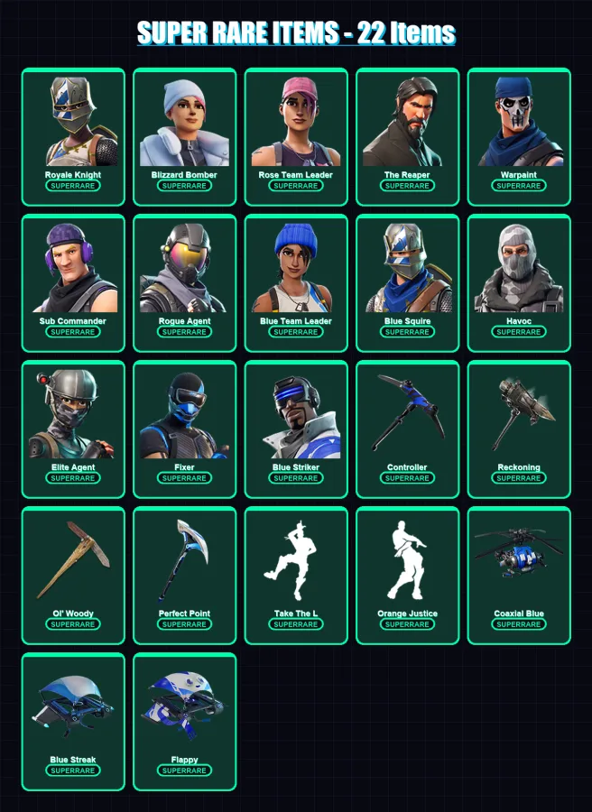 [PS4/PS5/XBOX/PC] | Royale Knight | Blizzard Bomber | Rose Team Leader | 116 skin | Lv1214