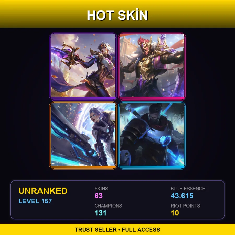 EUNE | Lv157 | Unranked | 63 Skin | 131 Champ — Unranked / Smurf League of Legends