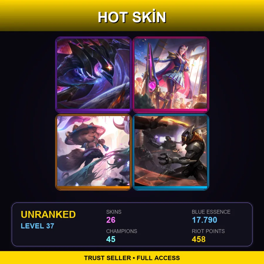 TW | Lv37 | Unranked | 26 Skin | 45 Champ — Unranked / Smurf League of Legends