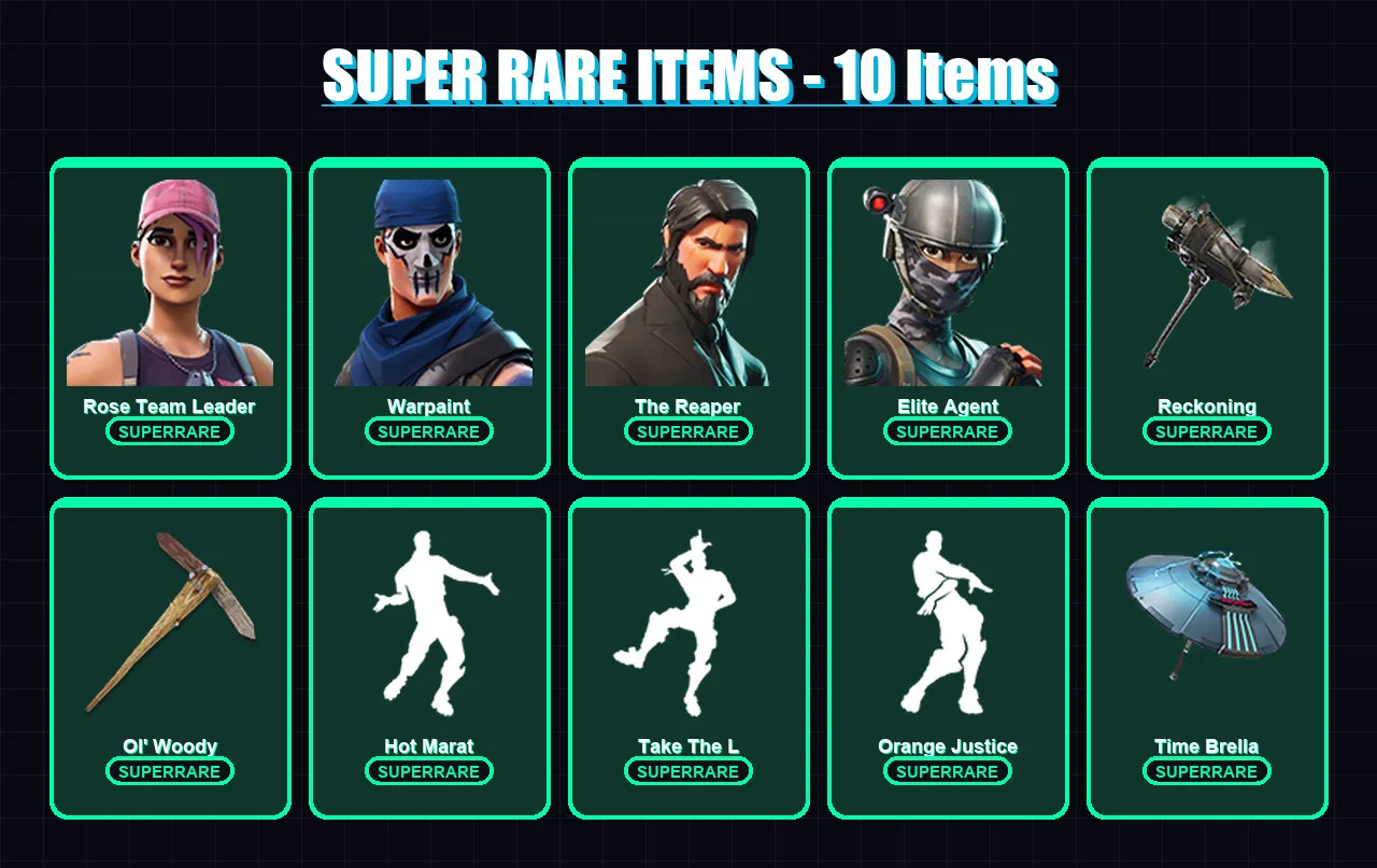 [PC/XBOX/PSN] | Rose Team Leader | Warpaint | The Reaper | Elite Agent | The Visitor | 48 skin | 68 pickaxe | 67 emote | 68 glider | Lv917