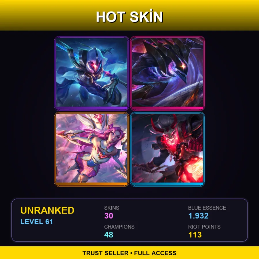 VN | Lv61 | Unranked | 30 Skin | 48 Champ — Nightblade Irelia