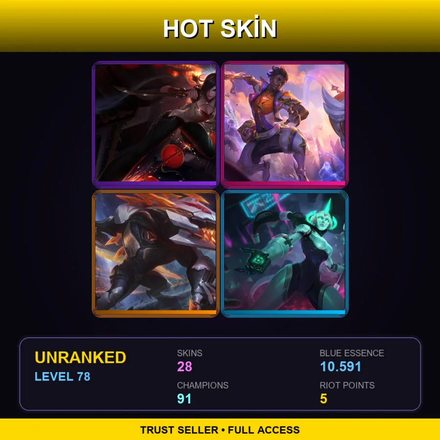VN | Lv78 | Unranked | 28 Skin | 91 Champ