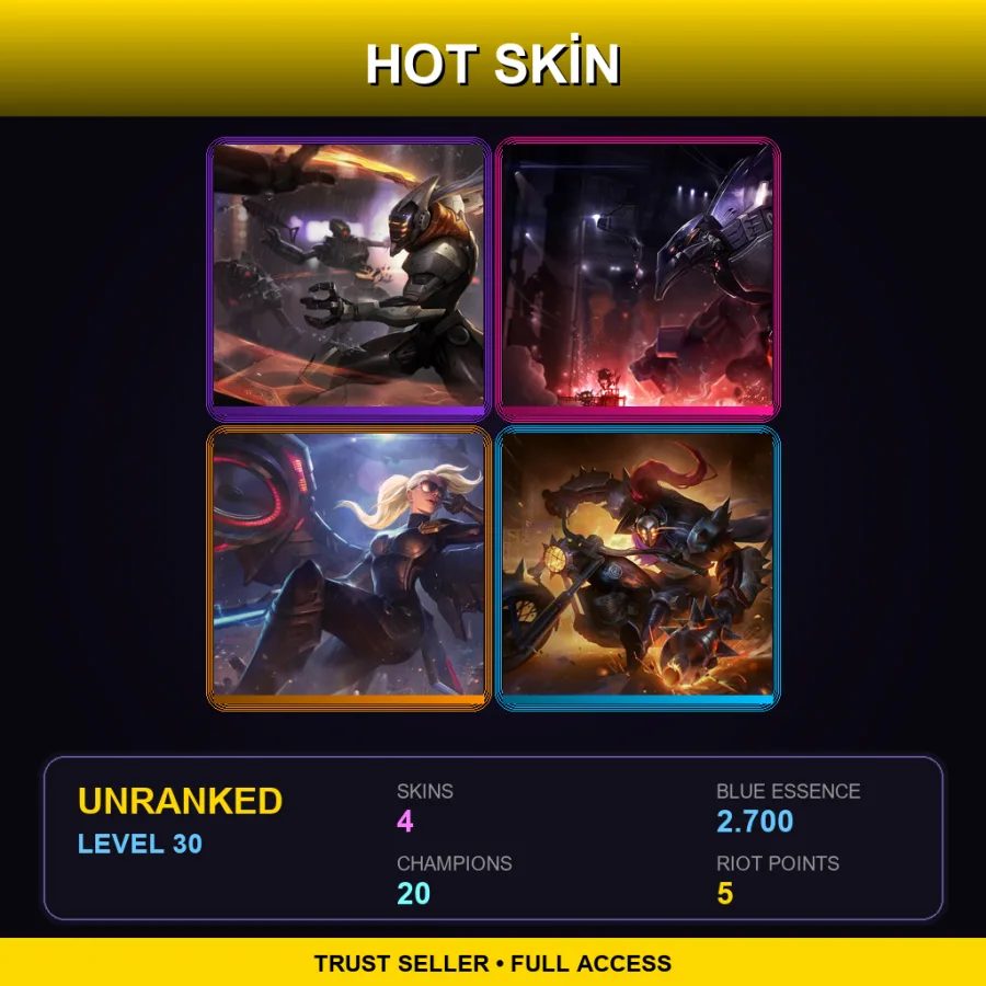 EUNE | Lv30 | Unranked | 4 Skin | 20 Champ — LoL account