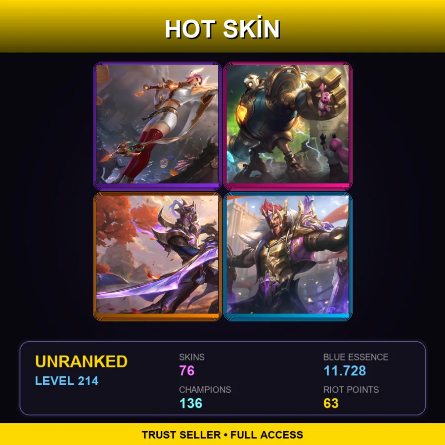 EUNE | Lv214 | Unranked | 76 Skin | 136 Champ — Cosmic Huntress Nidalee