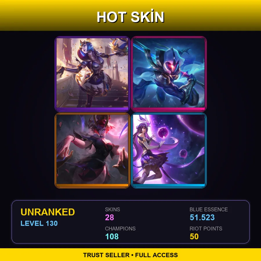 TR | Lv130 | Unranked | 28 Skin | 108 Champ — LoL account