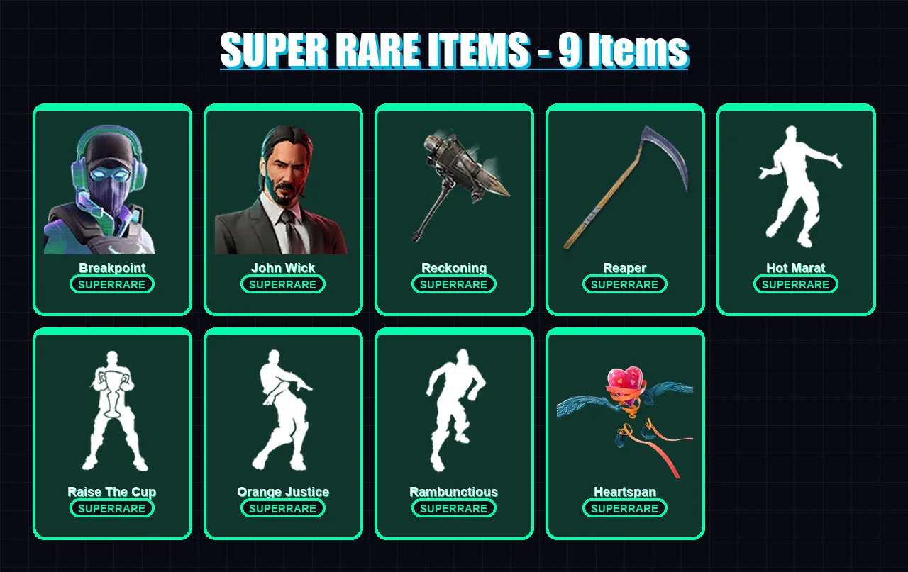 [PC/PSN] | Breakpoint | John Wick | Spider Knight | Raz | Dire | 156 skin | 118 pickaxe | 196 emote | 116 glider | Lv1625