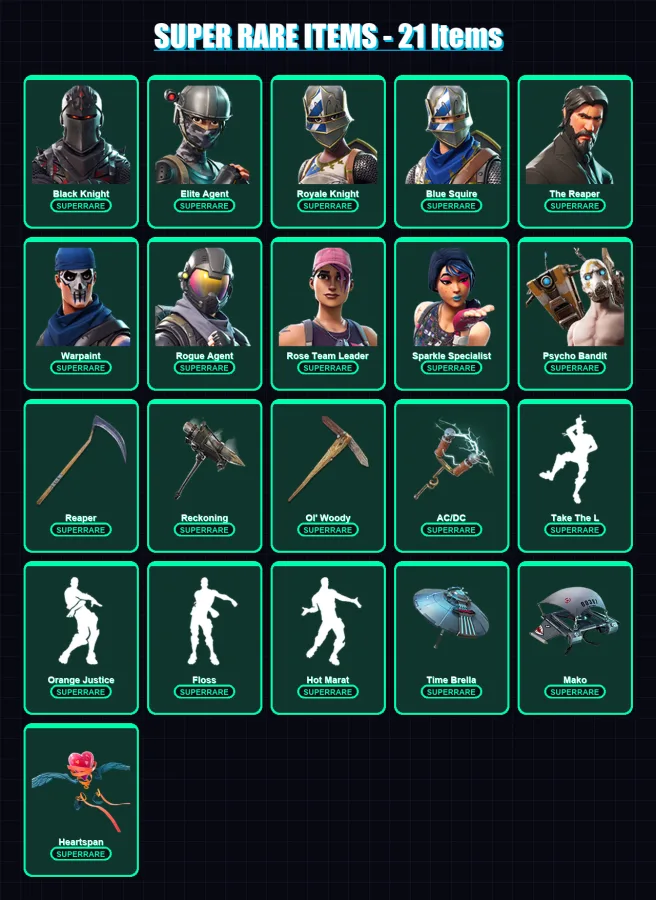 [PC/XBOX/PSN] | Black Knight | Elite Agent | Royale Knight | Blue Squire | The Reaper | 255 skin | 247 pickaxe | 173 emote | 197 glider | Lv2920