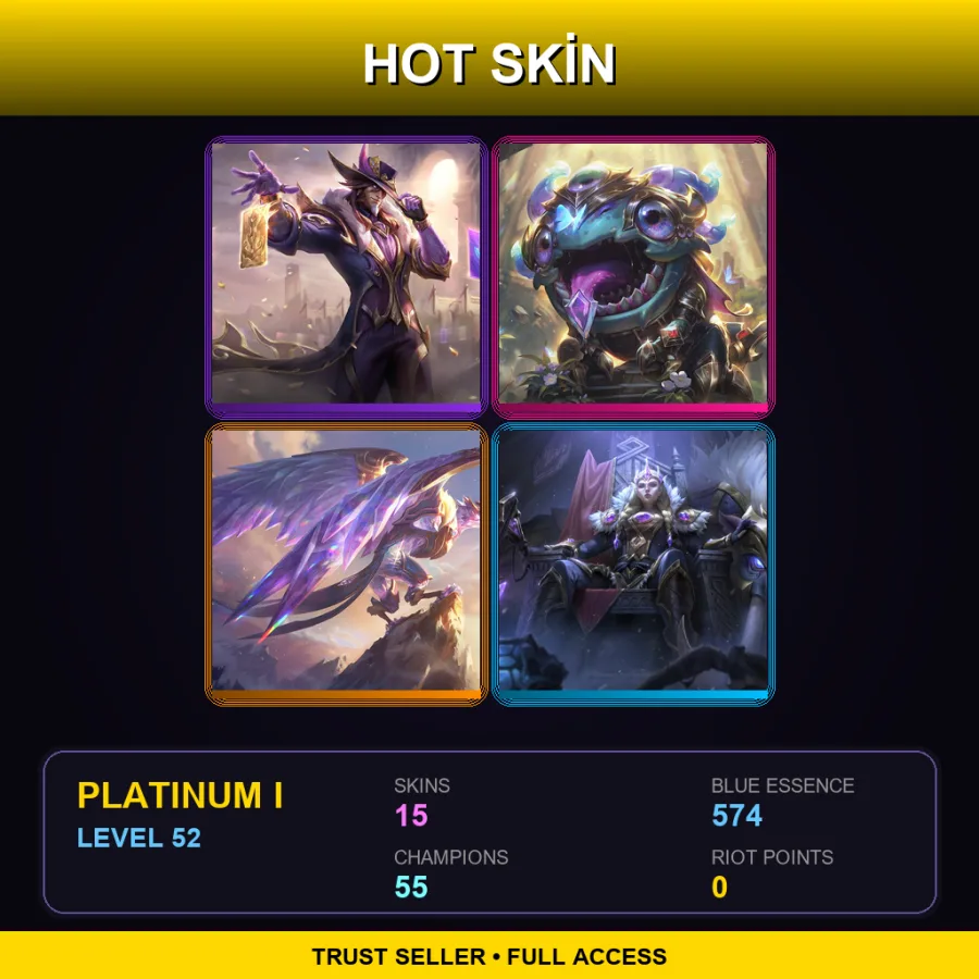 BR | Lv52 | Platinum I | 15 Skin | 55 Champ — LoL account