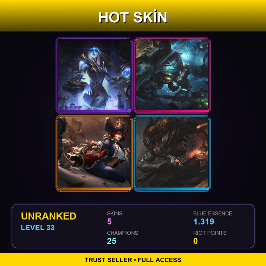 EUW | Lv33 | Unranked | 5 Skin | 25 Champ