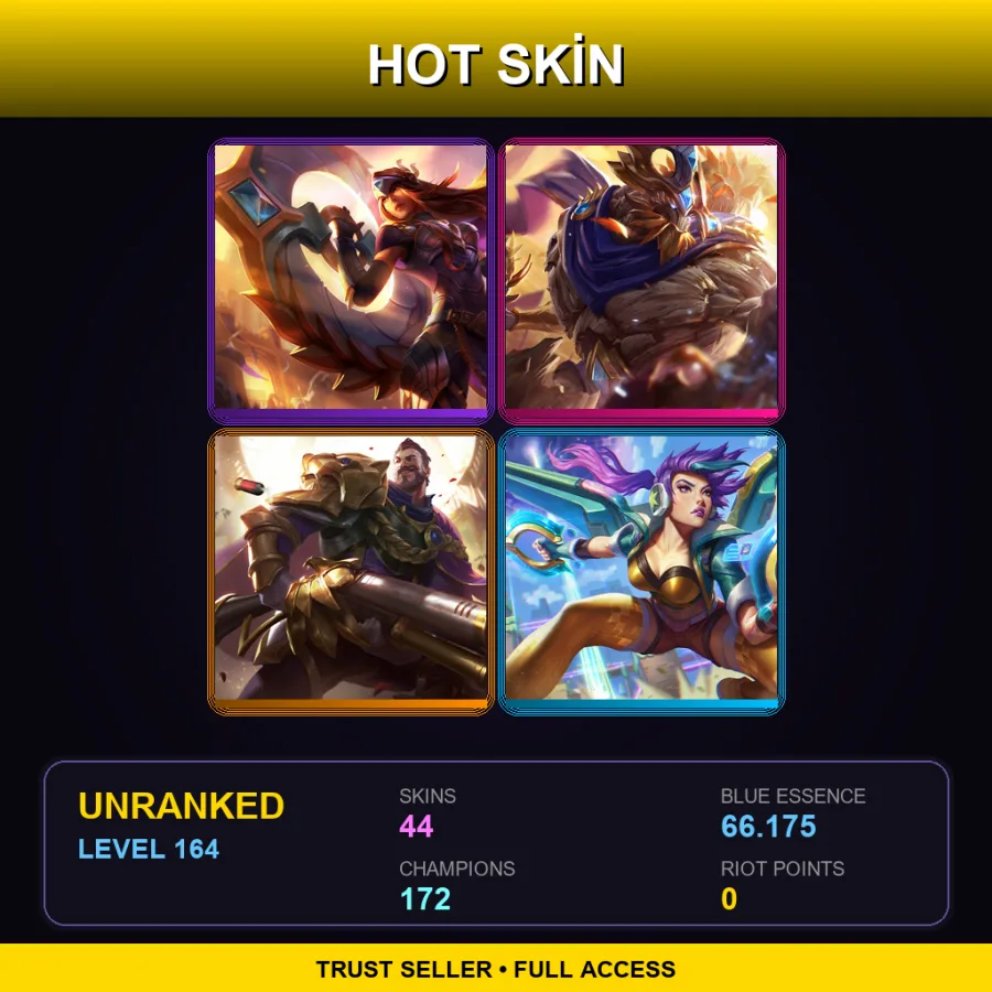 VN | Lv164 | Unranked | 44 Skin | 172 Champ