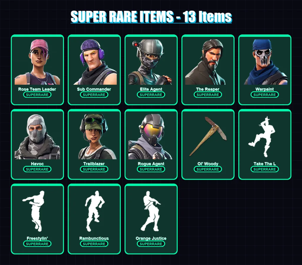 [PC/XBOX] | Rose Team Leader | Sub Commander | Elite Agent | The Reaper | Warpaint | 16 skin | 18 pickaxe | 15 emote | 13 glider | Lv149 — Fortnite account