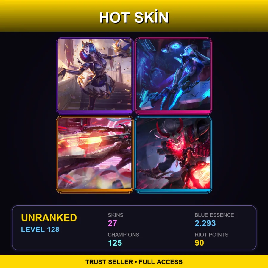 TR | Lv128 | Unranked | 27 Skin | 125 Champ — LoL account