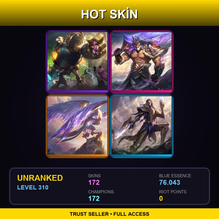 VN | Lv310 | Unranked | 172 Skin | 172 Champ