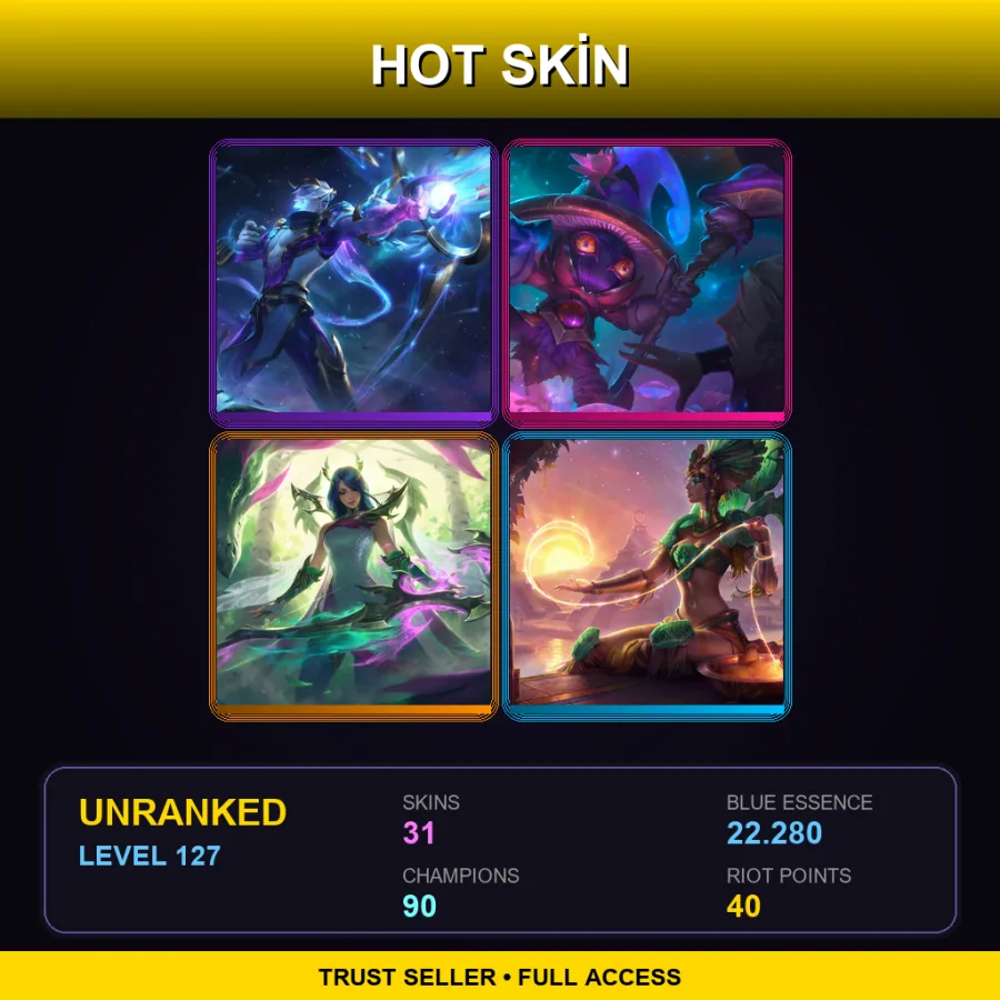 EUNE | Lv127 | Unranked | 31 Skin | 90 Champ