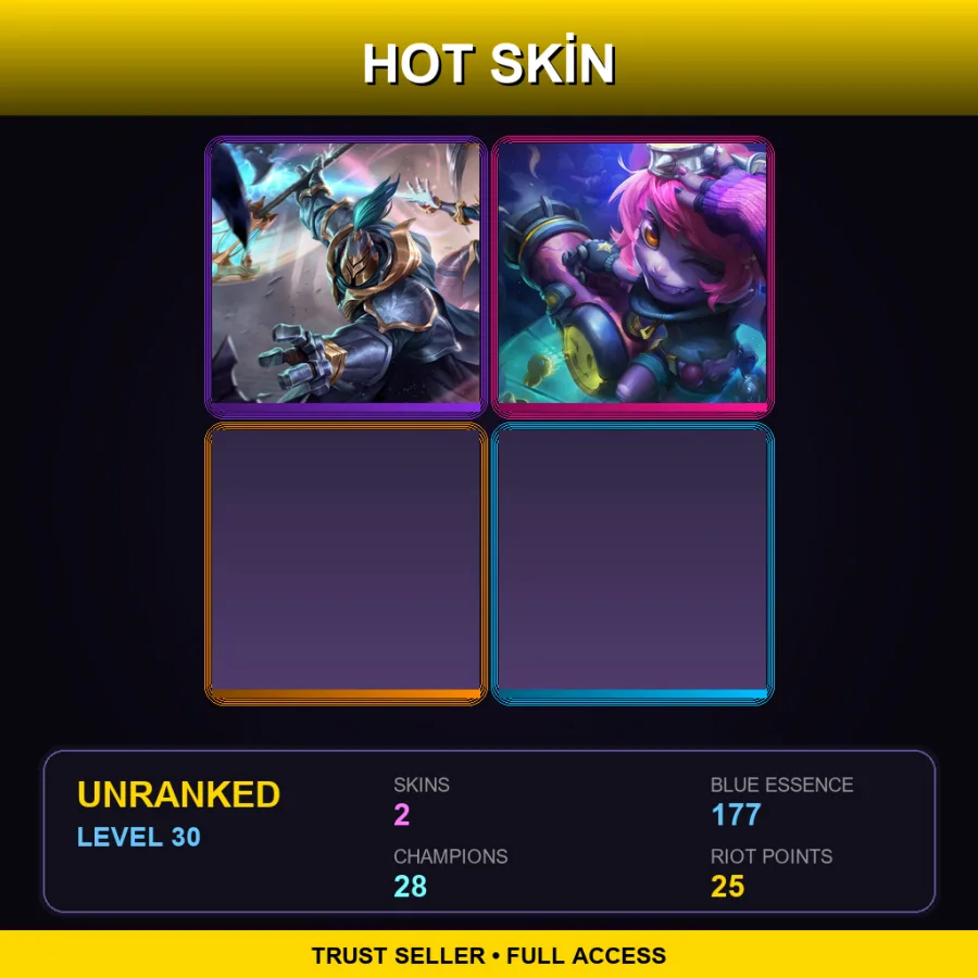 LAN | Lv30 | Unranked | 2 Skin | 28 Champ — Unranked / Smurf League of Legends