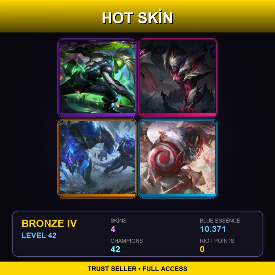 SG | Lv42 | Bronze IV | 4 Skin | 42 Champ — LoL account