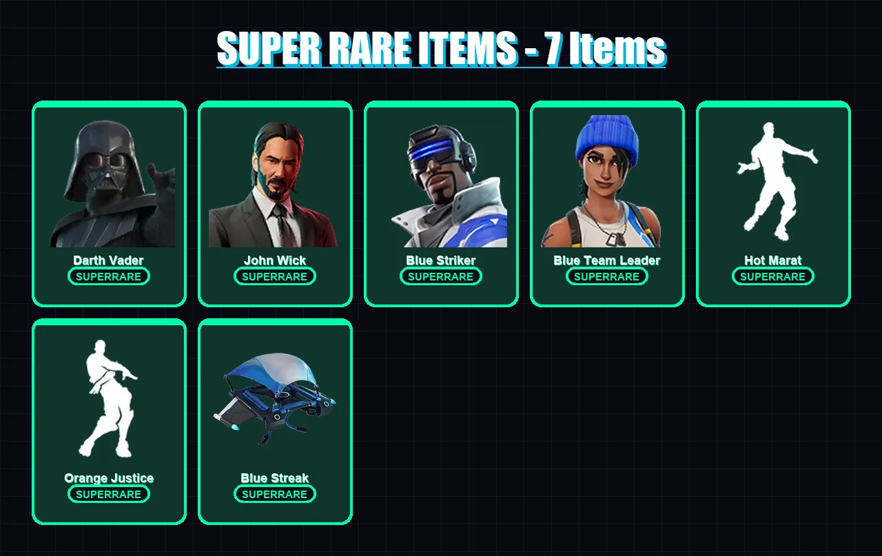 [PC/XBOX/PSN] | Darth Vader | John Wick | Blue Striker | Blue Team Leader | Hades | 92 skin | 86 pickaxe | 85 emote | 94 glider | Lv1270