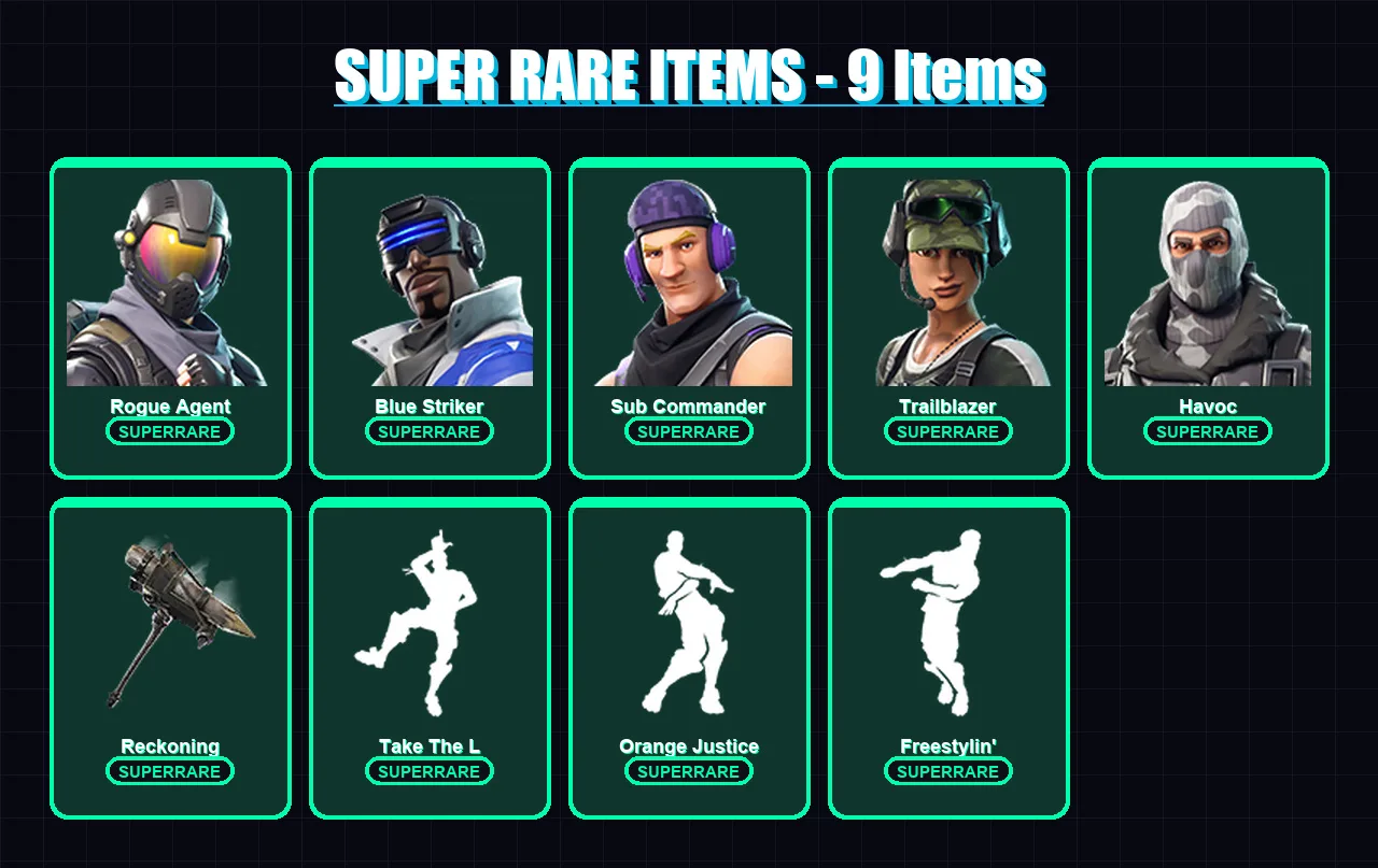 [PC/XBOX] | Rogue Agent | Blue Striker | Sub Commander | Trailblazer | Havoc | 52 skin | 41 pickaxe | 32 emote | 35 glider | Lv468 — Fortnite account